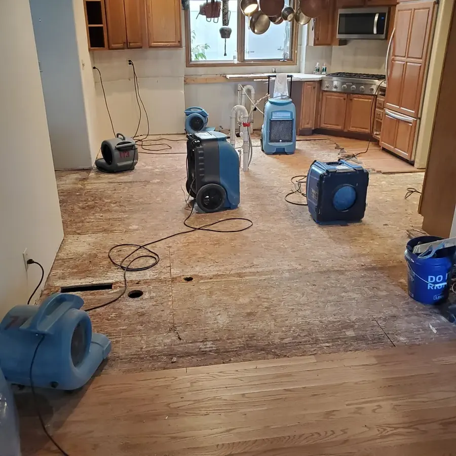 A baseboard removed after a leak in a Coachella Valley home