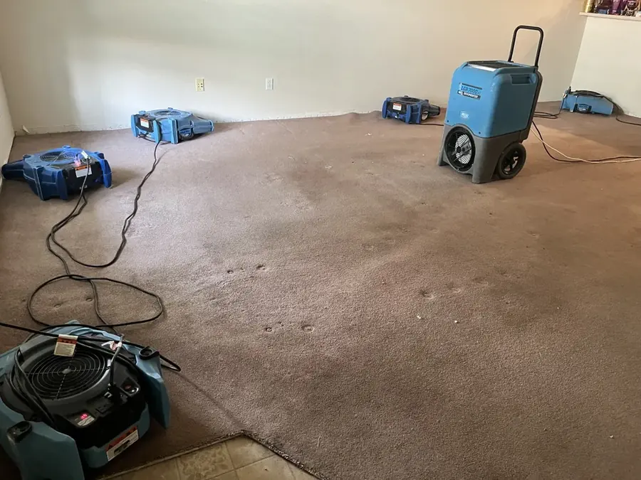 Slab leak water damage under the tile floor of a Rancho Mirage home